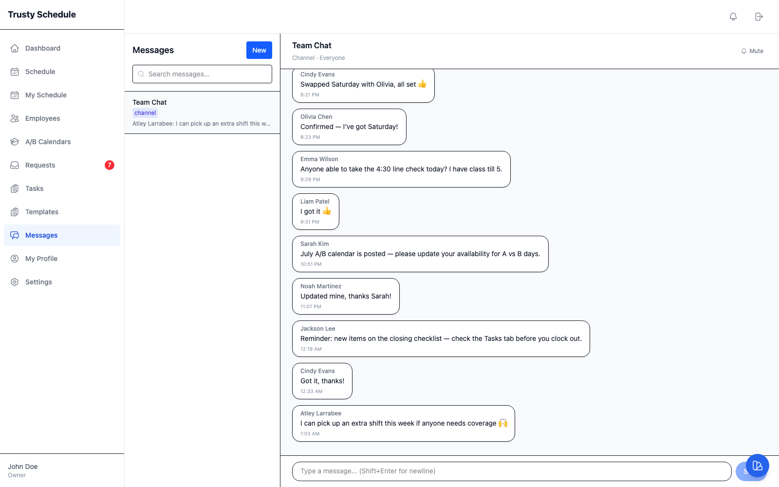 Team messaging