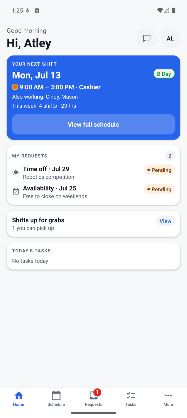 Mobile schedule